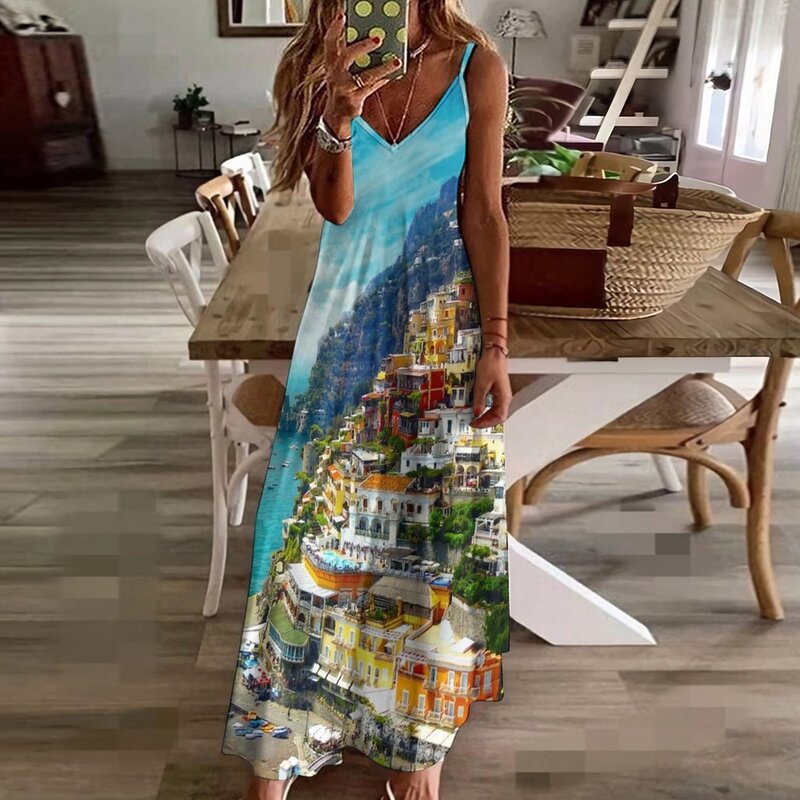 Fotografia podróżnicza Positano sukienka bez rękawów sukienka kobieta kobieta moda