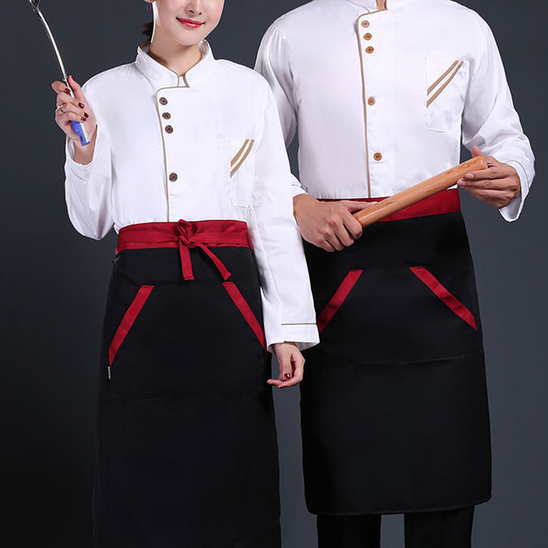 Rękaw Unisex szefowa kuchni koszula cateringowa na koszule z rękawami WoShort restauracja hotelowa (czarno-biała)