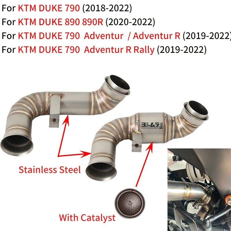 Tubo de enlace medio modificado para motocicleta, catalizador de Escape para KTM DUKE 790, Duke 890, 890R, KTM 790, Adventur R, KTM790 R, Rally 19-22