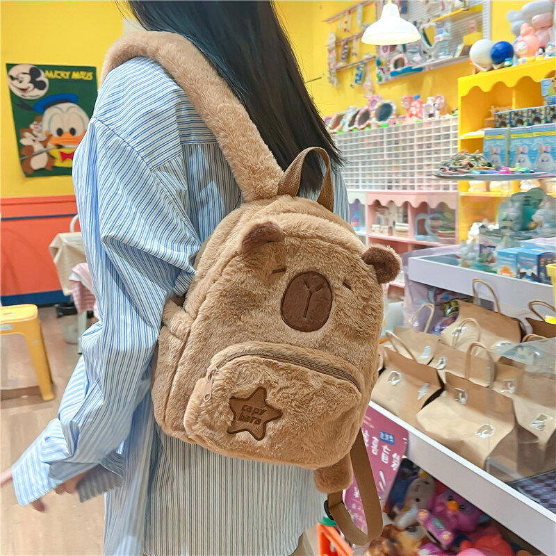 2024 New Capybara Plush Porpoise Backpack Cute and Versatile Plush Bag Female Cartoon Student Backpack