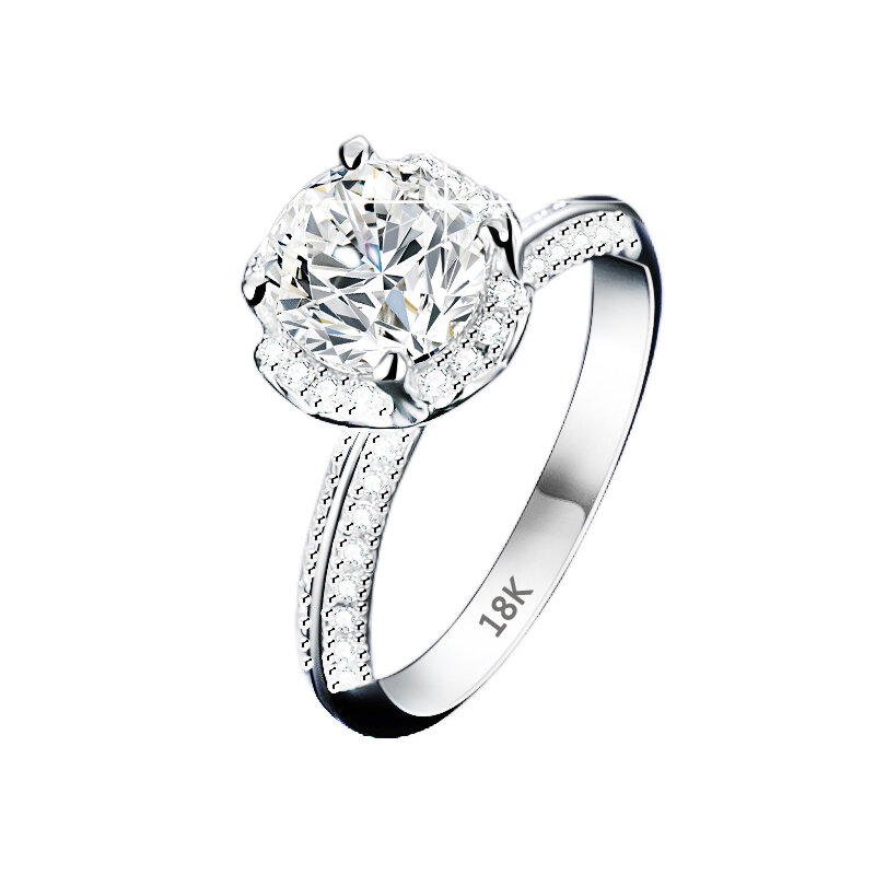 YHAMNI Luxury 18K White Gold Ring Bridal Bouquet 1 Carat Diamond Moissanite Rings For Women High Quality Wedding Jewelry Gift