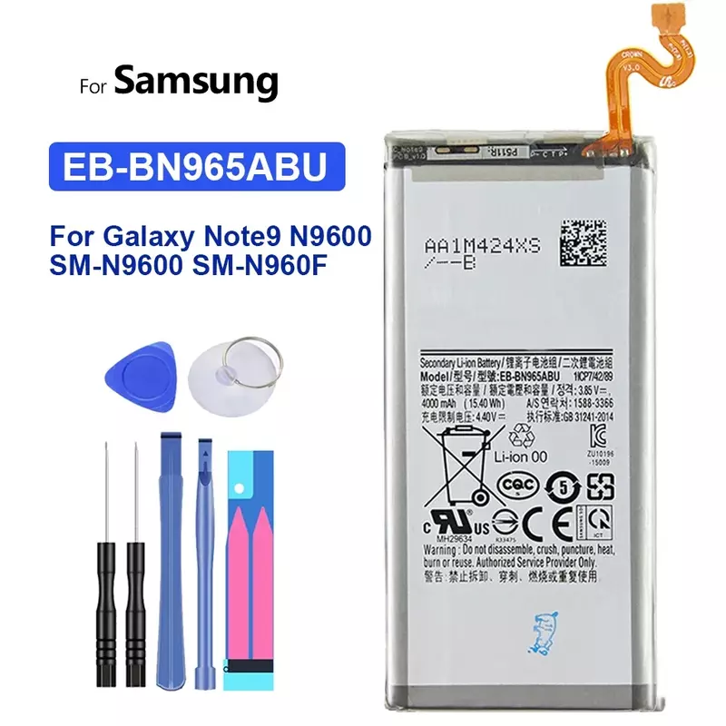 Samsung Galaxy Note 9、EB-BN965ABU、4000mAh、Note9、Note 9、N9600、SM-N960F、N960F、N960N、N960W用バッテリー