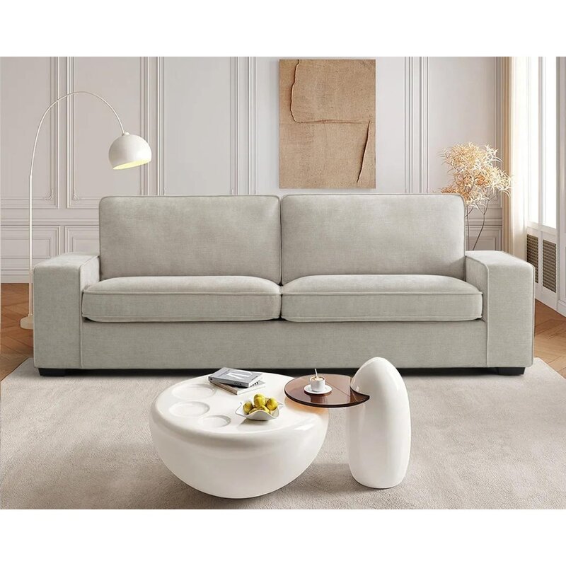 Sofá Loveseat de chenilla de 88 "para sala de estar, sofá moderno de asiento profundo con respaldo extraíble y cojines de asiento, sofá cómodo