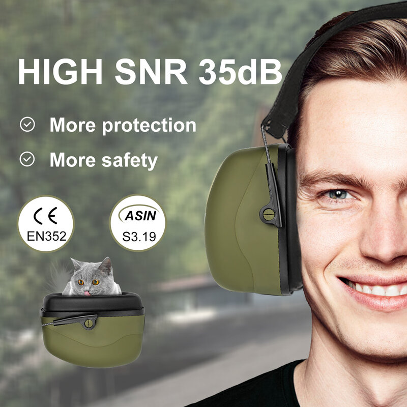 ZOHAN Earmuff Keselamatan Pelindung Telinga Menembak Earmuff Pasif Perlindungan Pendengaran Noise Reduction Tinggi SNR 35dB untuk Jangkauan Pistol