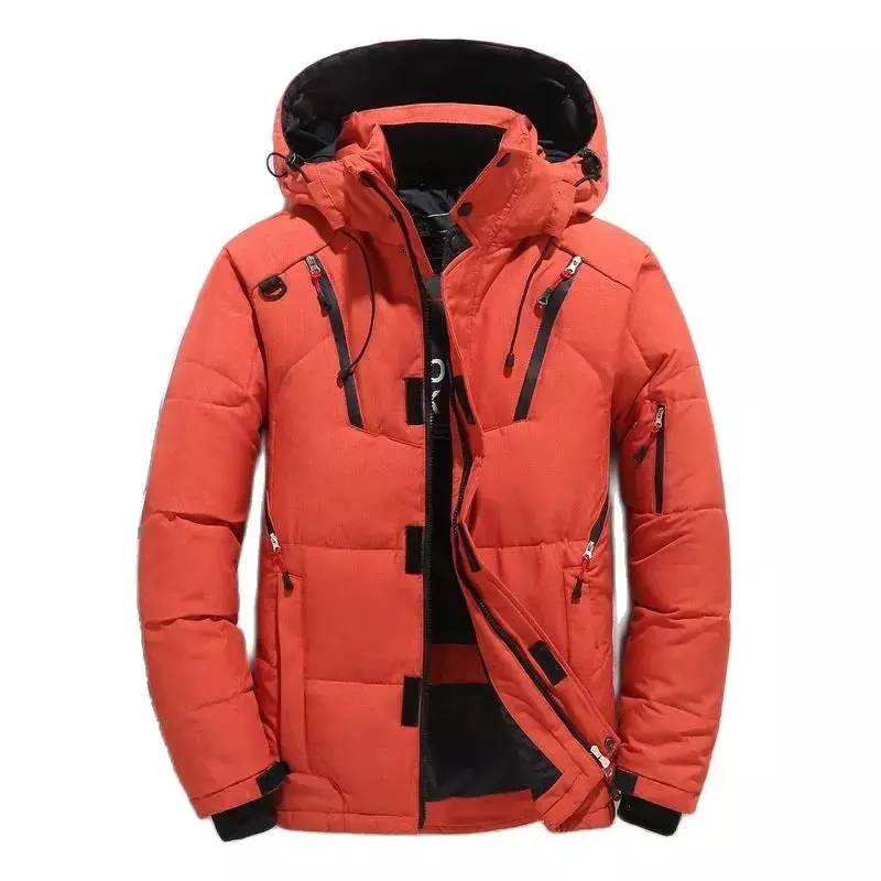 高品質ダウンジャケット男性冬パーカーメンズホワイトダックダウンジャケットフード付き屋外厚く暖かいパッド入り雪のコートオーバーサイズM-4XL