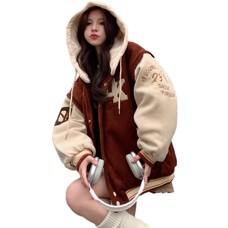 American Retro Baseball Uniform Women Y2L Street Letter Embroidery Fashion Loose Casual Jackets Couple Top Coat 2023 Spring New