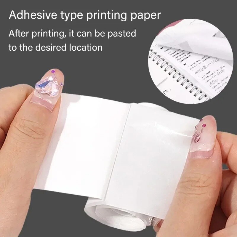 5-1Rolls Mini stampante carta 57x25mm carta termica autoadesiva stampanti per etichette a colori HD per stampante tascabile per studio studentesco senza inchiostro