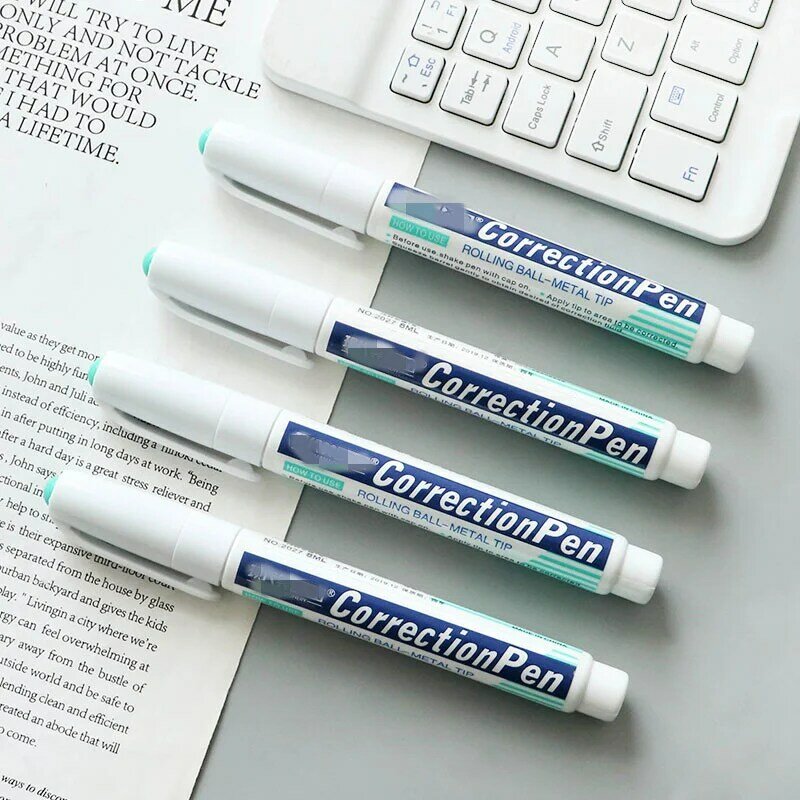 Bolígrafo de corrección de secado rápido, pluma de borrado blanco fluido, tipo de protección, cinta de corrección, Corrector de escritura, bolígrafos, papelería
