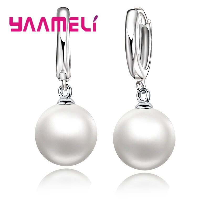 3 Designs Option Pure 925 Silver Women Girls Earrings Ball Round Freshwater Pearl AAA Cubic Zircon Dangler Fashion Jewelry