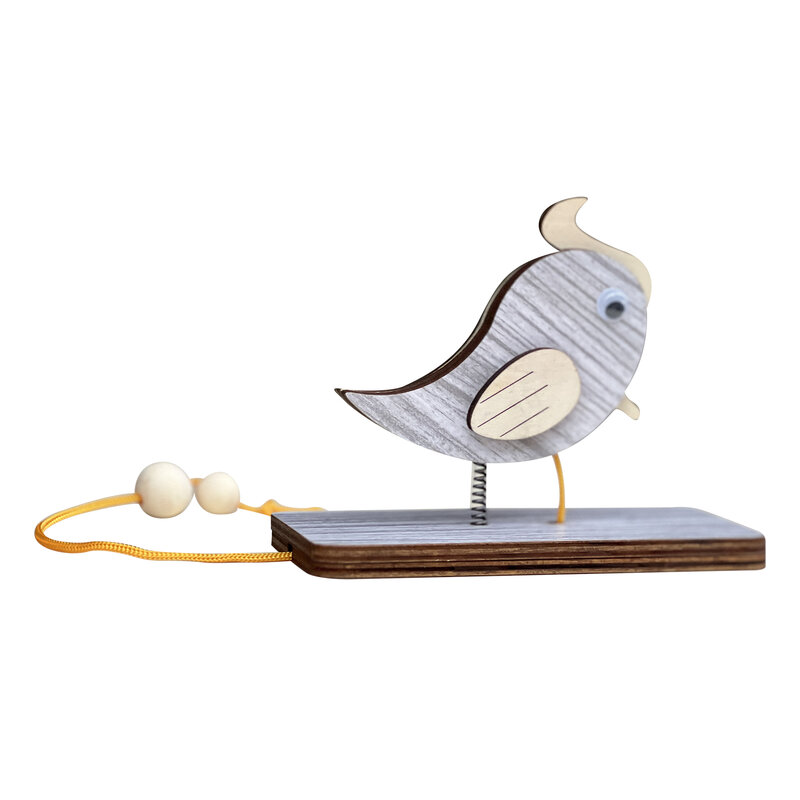 Cute Cartoon Woodpecker em forma de campainha com cordão, lembrete de parede de madeira sem soco personalizado, adereços para quarto e casa