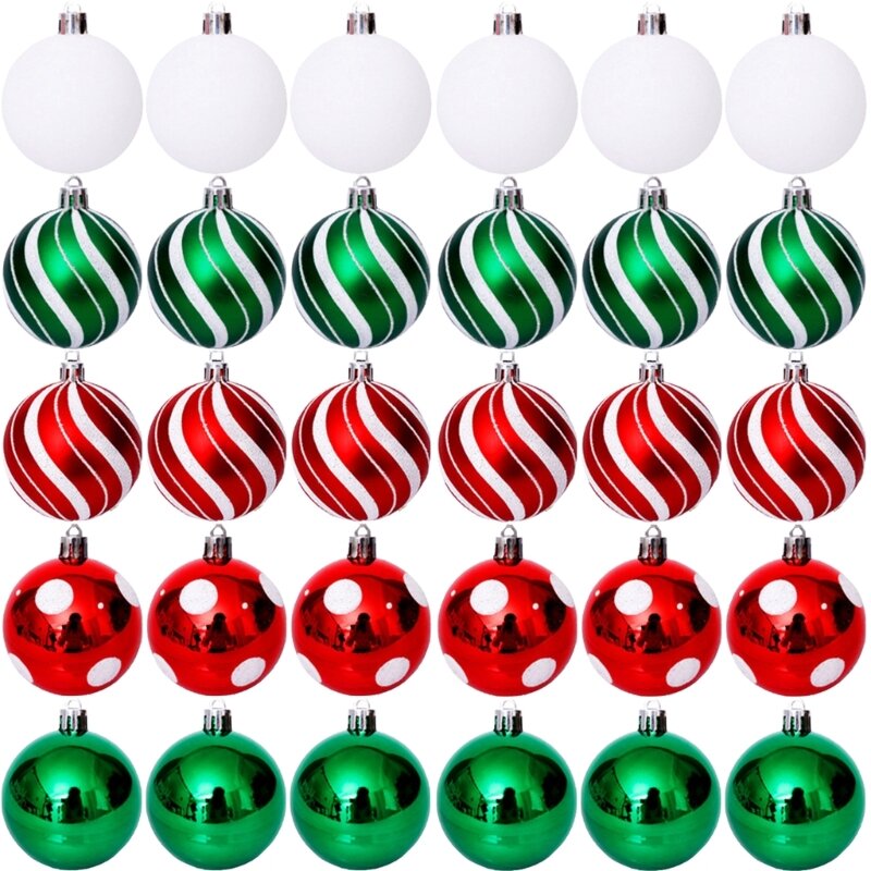 30 шт. праздничные блестящие шары, подвесные украшения для рождественской елки, набор пластиковых украшений для праздничного