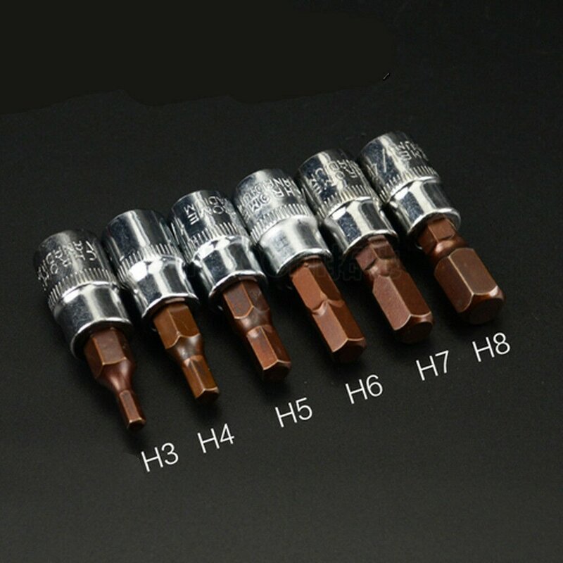 1/4 Polegada unidade hex allen soquete bit conjunto 3mm 4mm 5mm 6mm 7mm 8mm chave de fenda bits ferramentas manuais h3 h4 h5 h6 h7 h8 1/5 peças