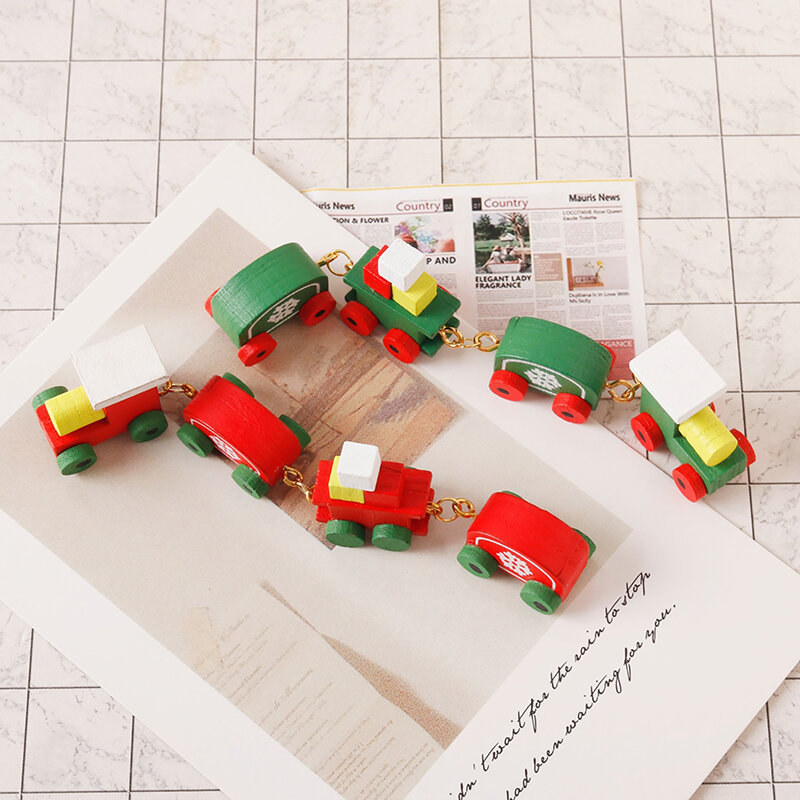 บ้านตุ๊กตา1:12รถไฟเกล็ดหิมะโมเดลรถไฟขนาดเล็กสำหรับเทศกาลคริสต์มาสรถม้าของเล่นเด็กของเล่นบทบาทสมมติของตกแต่งบ้าน