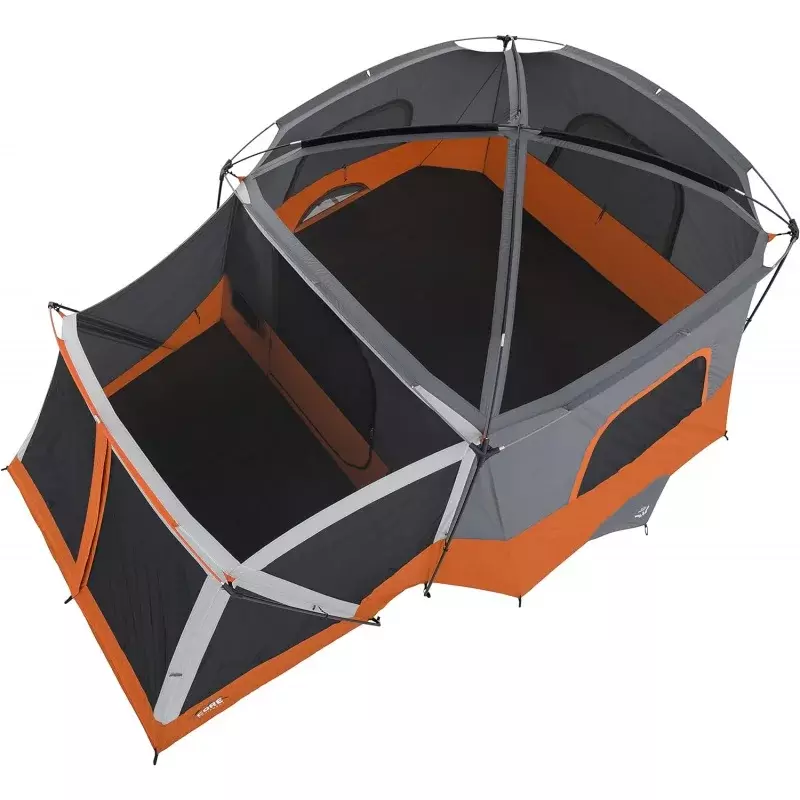 CORE 11 Person Family Cabin Tent with Screen Room | Large Multiple Room Tent with Storage Pockets for Camping Accessories | Port