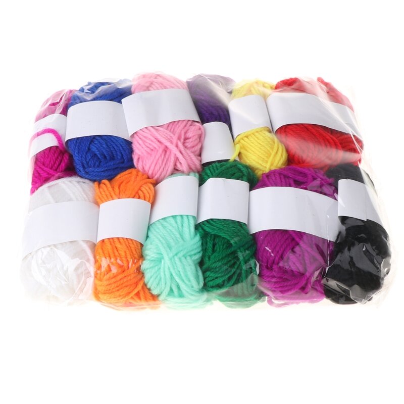 Hilo lana para tejer a mano para niños, 12 colores surtidos, hilo fibra acrílica ganchillo, hilo medio grueso para