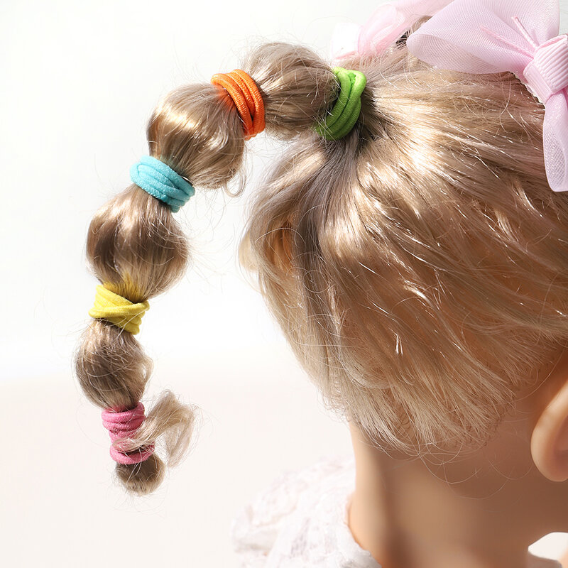 Ikat rambut warna permen gadis, aksesoris rambut 100 cm elastis karet gelang rambut ikat kuda anak-anak 30/50/3.8 buah