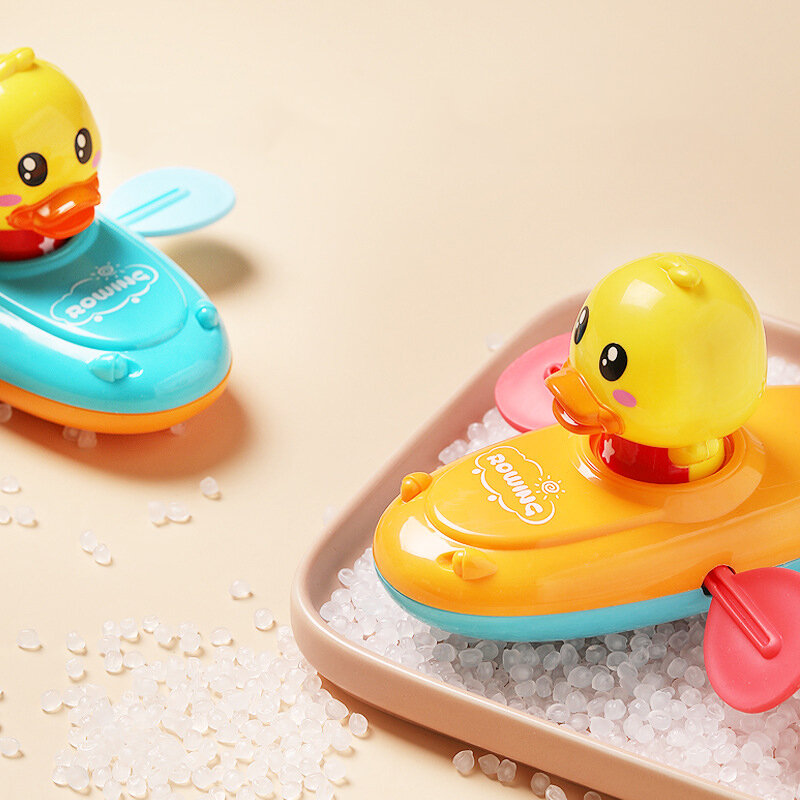 Bambini bagno acqua giocare giocattoli catena barca a remi nuoto galleggiante cartone animato anatra neonato educazione precoce bagno regali da spiaggia