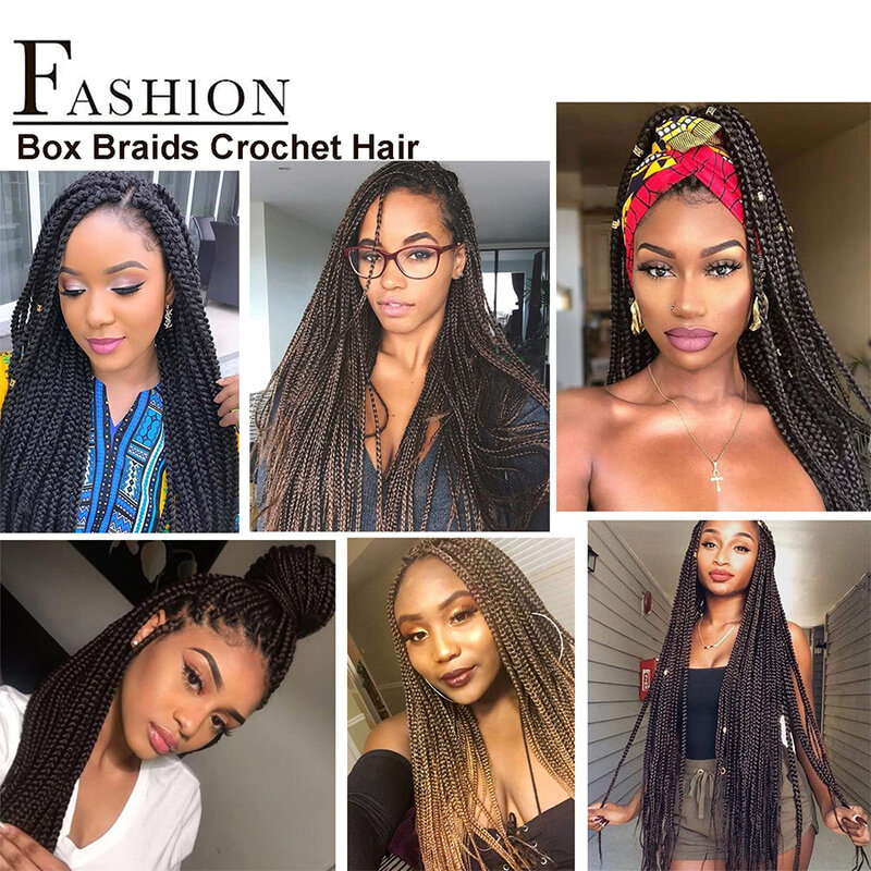 Alitomo Ombre Box warkocze szydełkowe włosy 22 nici syntetyczne Crotchet Box Braid pre-zapętlone włosy plecione rozszerzenia dla czarnych kobiet