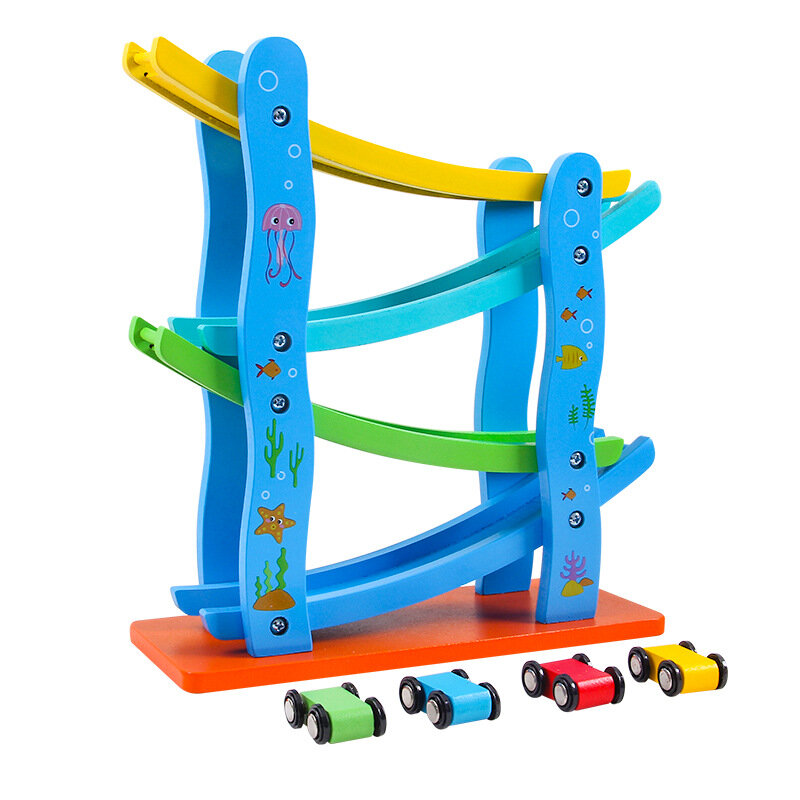 Drewno Slipway Car zabawki edukacyjne dla dzieci Glide drewniane samochody dzieci prezent obserwacja koncentracji umiejętności praktyczne dziecko zabawki dla chłopca