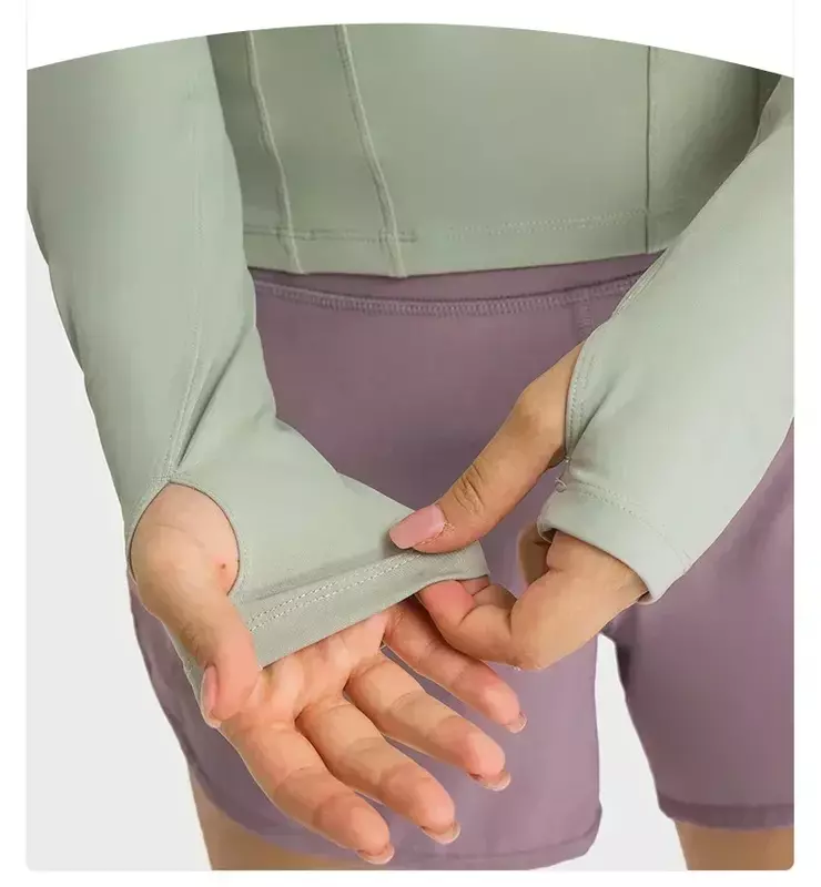 Limone Top manica lunga da donna camicie da palestra Yoga Fitness Sport abbigliamento donna abbigliamento sportivo mezza Zip elastico Force camicetta giacca