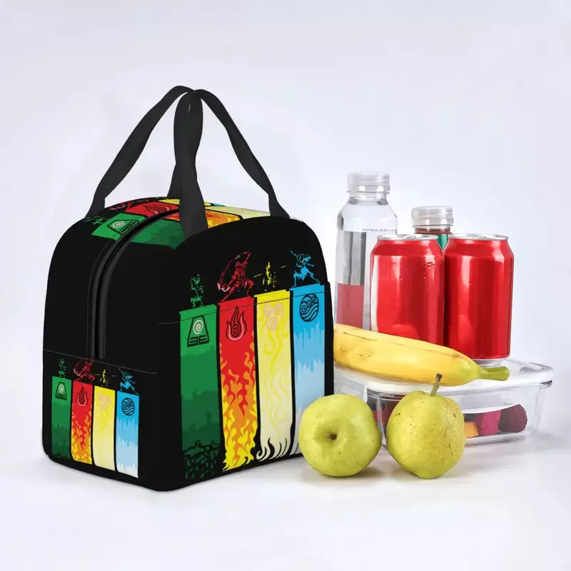 Cartoon letzte Air bender Avatar Element Lunch Bag Kühler warm isolierte Lunchbox für Frauen Arbeit Schule Essen Picknick Einkaufstaschen