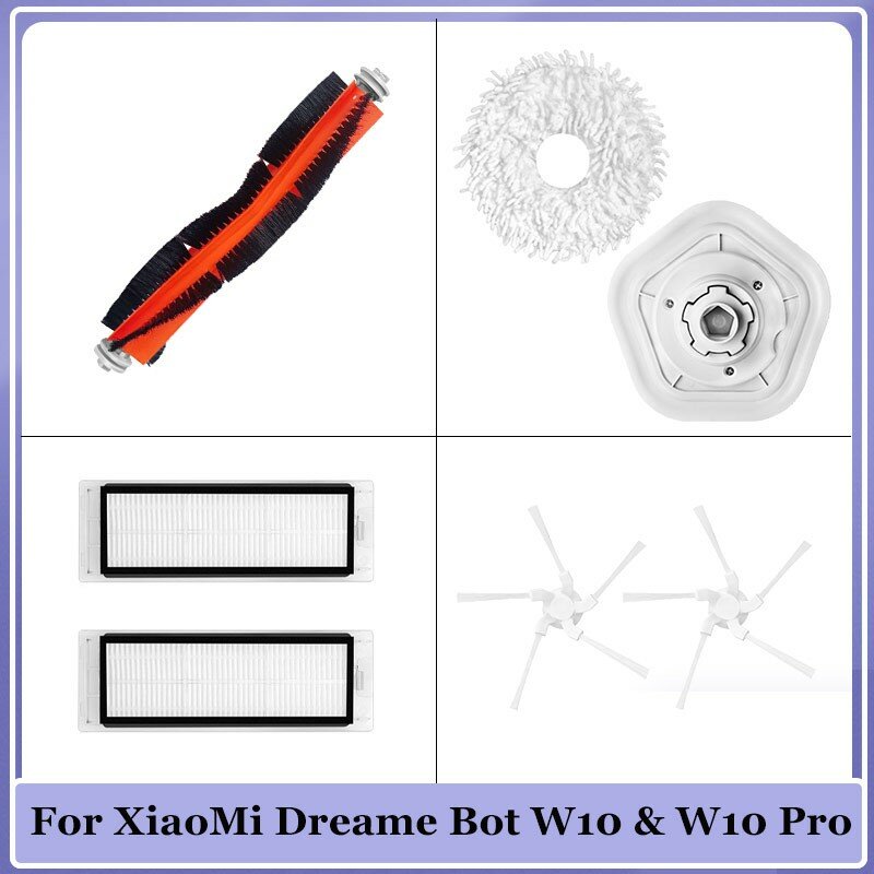 Accessories For XiaoMi Dreame Bot W10 / W10 Pro Self-Cleaning Robot Vacuum  Mop Cloths Rag Main Side Brush Hepa Filter Part