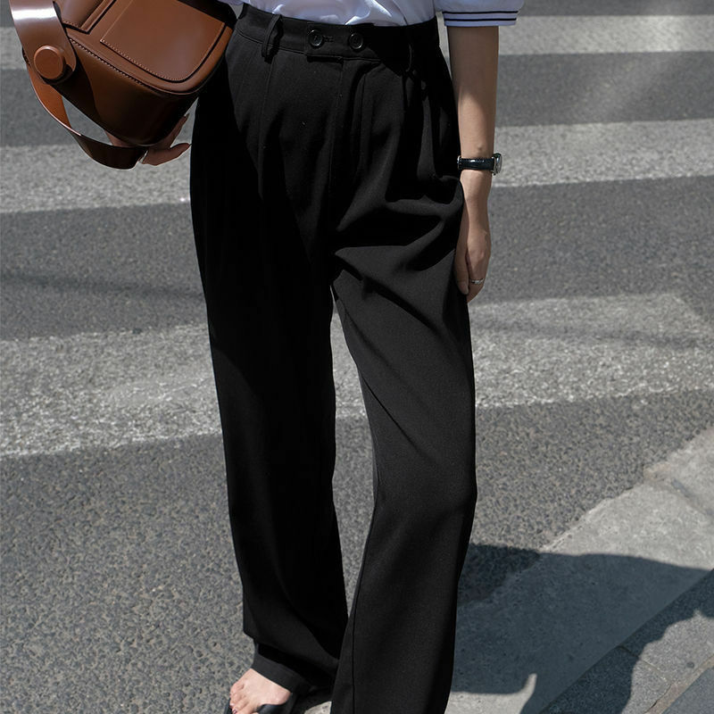 Pantalon pour femmes, Style japonais, minimaliste, sur mesure, plissé, taille Empire, rétro, décontracté, Baggy, élégant, ample, Vibe, High Street Ins
