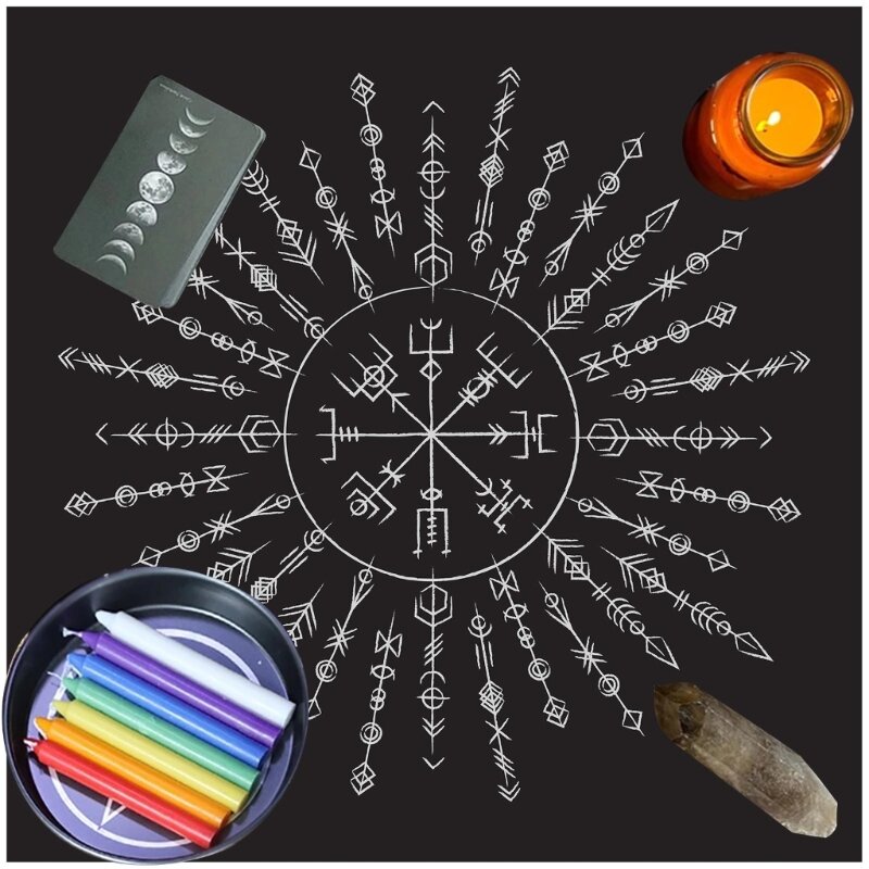 Almohadilla para cartas juego Altar cuadrado, mantel con runas, tapete para juego metafísico