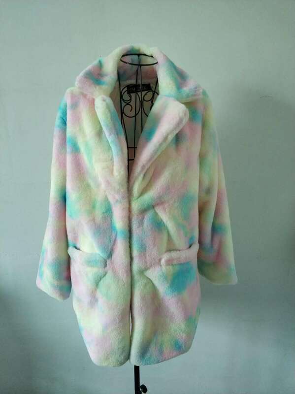 Женское пальто из кроличьего меха с вырезом, свободное мягкое осенне-зимнее теплое меховое пальто средней длины, 12 цветов, одежда в британском французском стиле