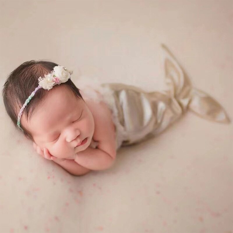 Set Kostum Fotografi Bayi Baru 2023 Alat Peraga Foto Bayi Baru Lahir dengan Dekorasi Bando Manik-manik untuk Bayi Perempuan
