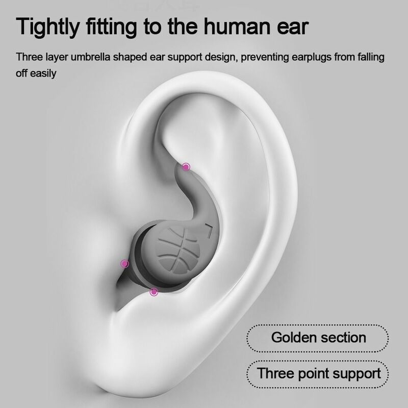 Silicone Sleeping Sound Blocking Earplugs Reusable Swimming Waterproof Ear Muffs Creative Soft Noise Reduction Travel Ear Plugs