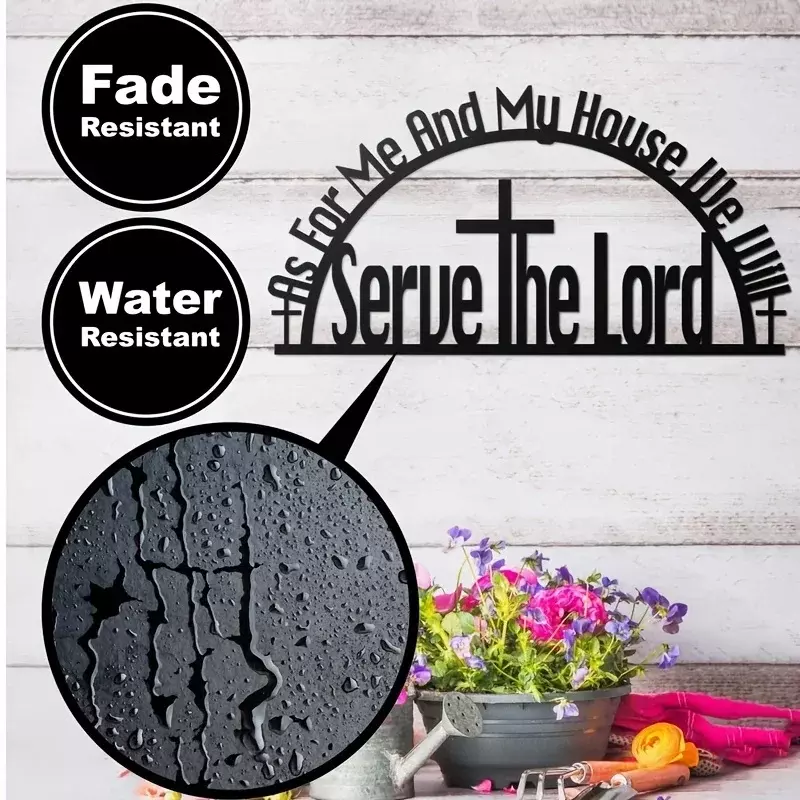 Signe de maison et moi en fer en métal, versets de la Bible en métal, décor de confrontation murale, décoration de maison chrétienne, noir, 1PC