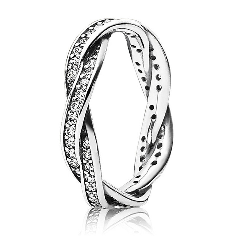 Cincin perak murni 925 asli populer putri Wishbone cinta abadi kepang air mata siluet cincin untuk wanita hadiah perhiasan