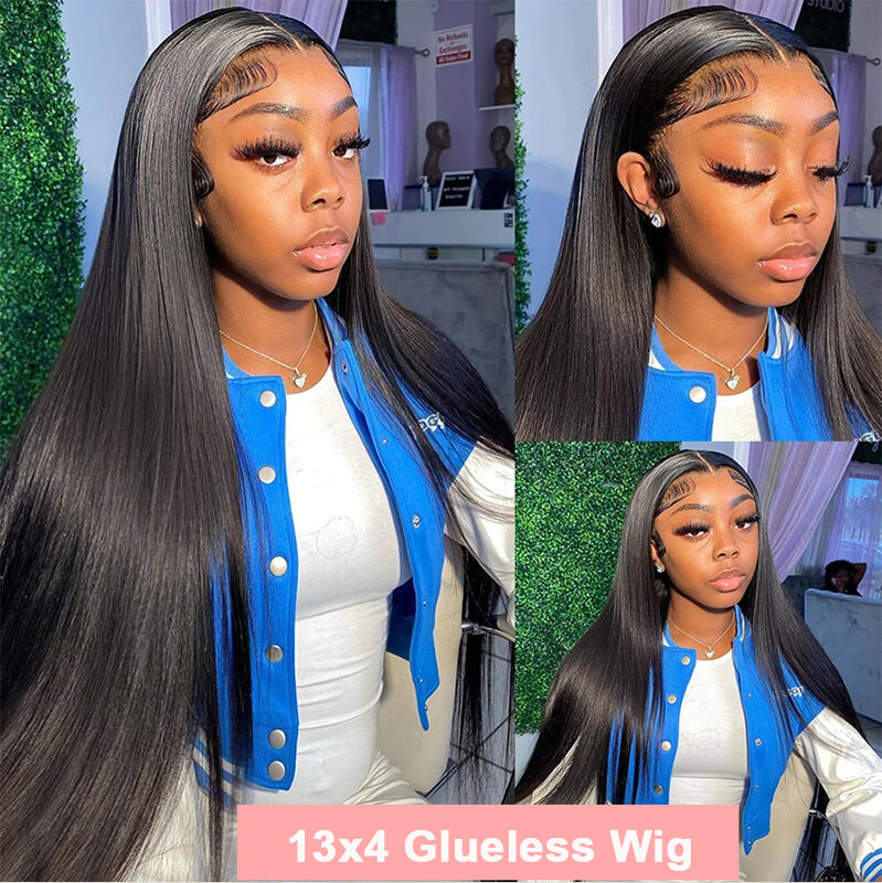 Glueless Straight Lace Human Hair Wig HD Transparent 13x4 Lace Frontal Wig For Black Women Wear And Go Straigh Pre Plucked