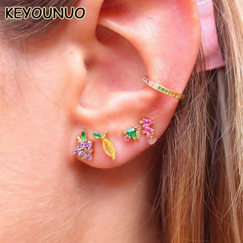 EllyoUNUO-Ensemble de boucles d'oreilles à tige remplie d'or pour femmes, mancommuniste d'oreille colorées, boucles d'oreilles créoles pendantes, bijoux de fête à la mode, vente en gros