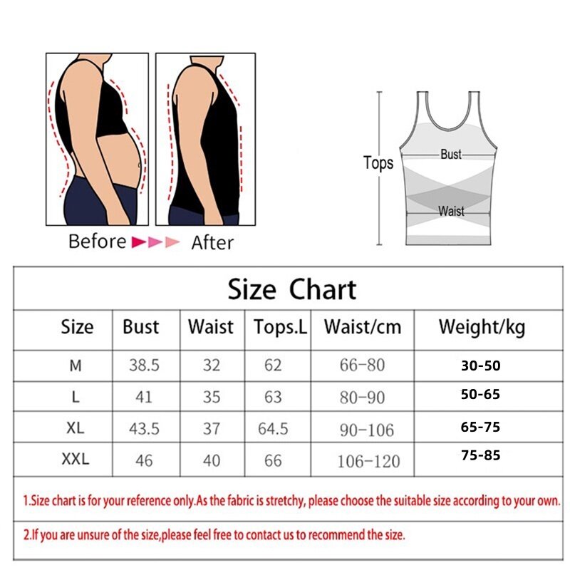Men Compression Shirts for Men Shapewear Chest Abdomen Control Body Shaper Slimming Undershirt Workout Vest Tank Top