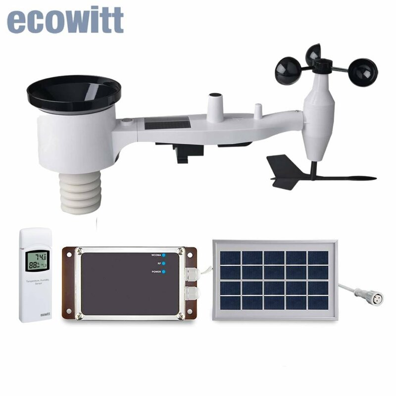 Ecowitt WS6006 3G / 4G estação meteorológica celular, sistema de tempo sem fio 7-em-1 alimentado por energia solar profissional para casa jardim fazenda