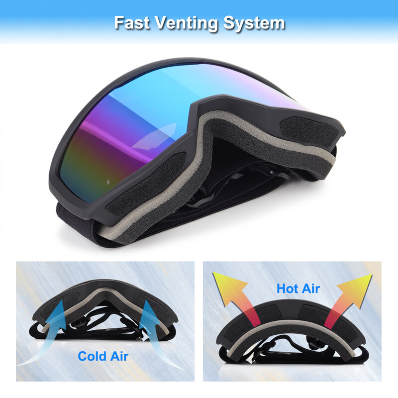 EXP VISION Ski Goggles Snowboard for Men Women, OTG Anti Fog UV Protection Snowboard Glasses Winter Eye Wear for AdultGoggles