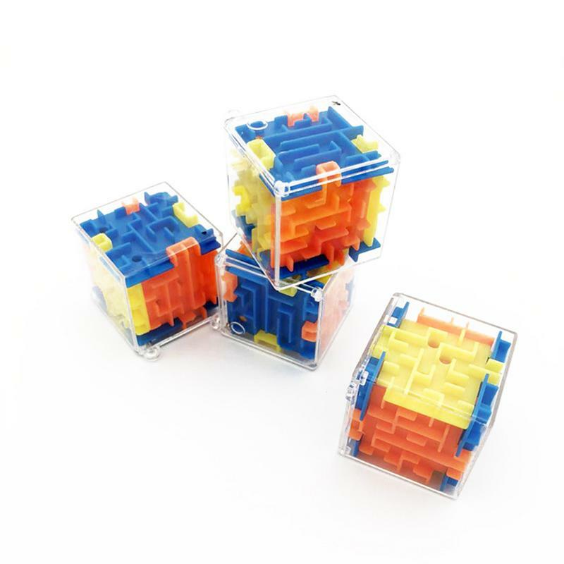 Mini cube magique labyrinthe à six faces, puzzle transparent, boule roulante, jouets, cadeaux pour enfants, casse-tête