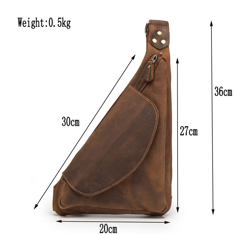 Saco de peito original dos homens de couro real crossbody peito estilingue saco de design de viagem um ombro saco daypack masculino pacote de peito do vintage