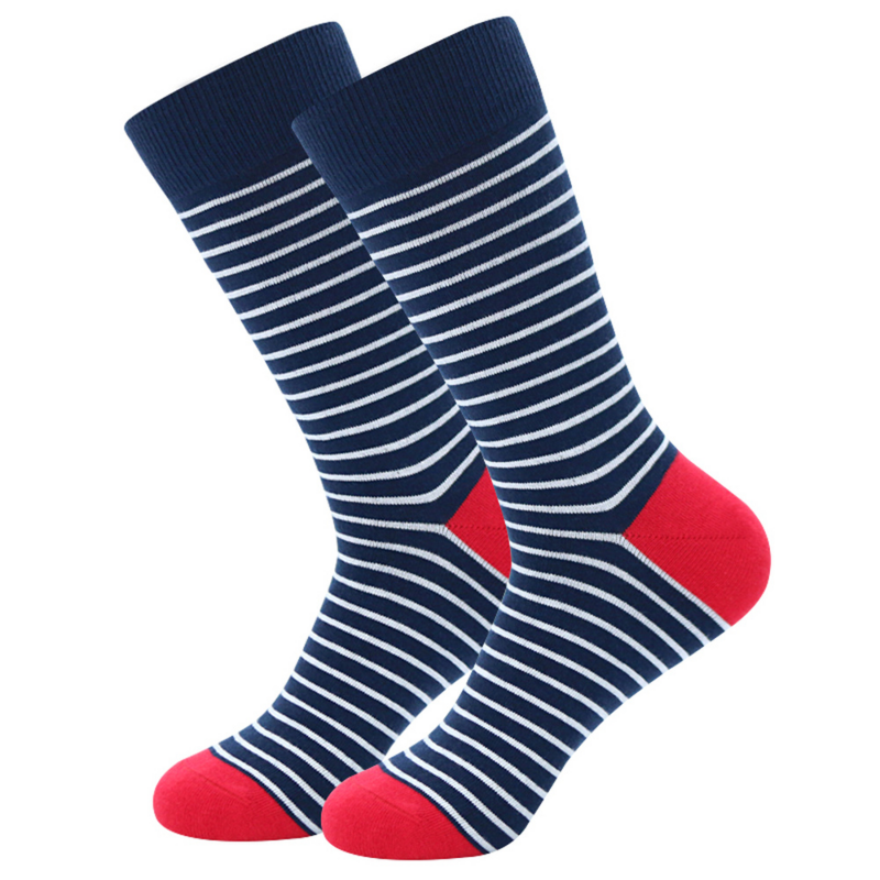 Coloridos calcetines de algodón para hombre, medias de vestir a la moda, de alta calidad, con diseño de rayas y puntos, talla grande EU41-48, 5 pares