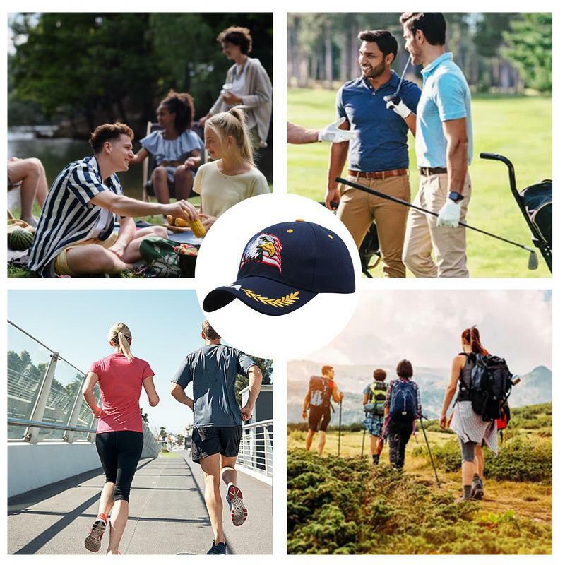 ユニセックスのクラシックな野球帽,イーグルとフラグ,ダックホール,調整可能,女性用ゴルフキャップ,アウトドアスポーツ,太陽,男性