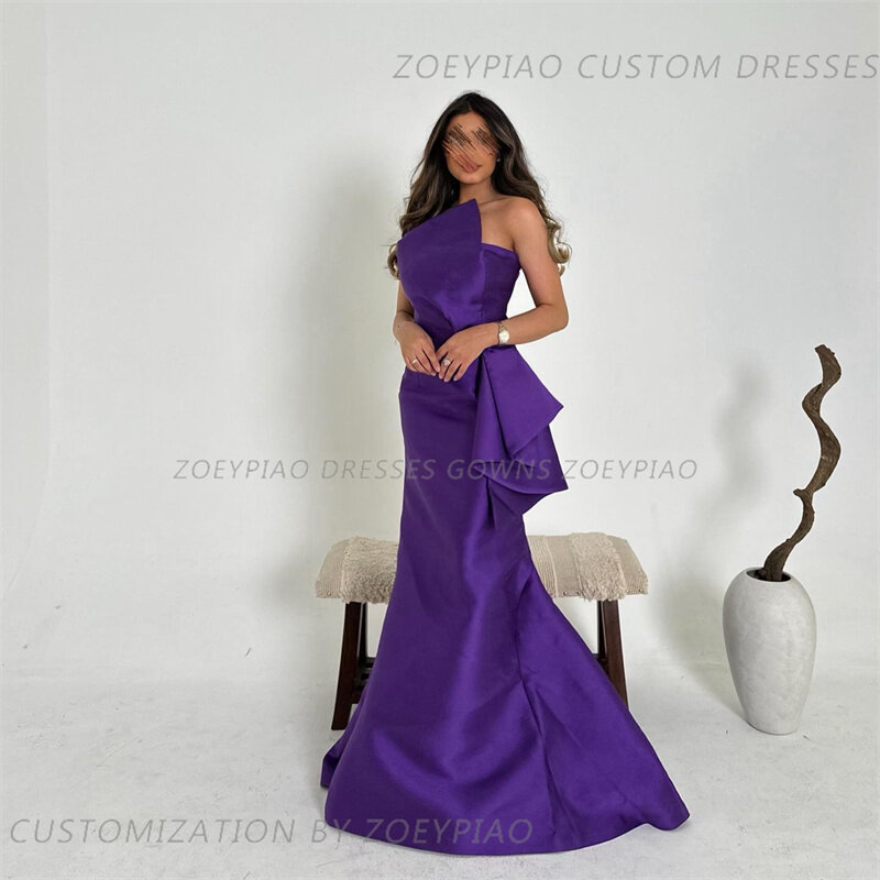 Gaun malam putri duyung ungu gelap elegan gaun malam tanpa lengan seksi panjang untuk wanita 2024 gaun Formal terompet pita depan
