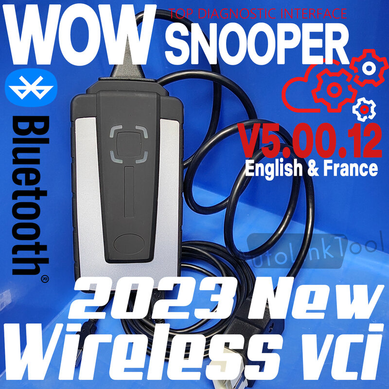 Wow Snooper Full Chip Bluetooth VCI Ferramenta de Diagnóstico, Reset Scanner Sem Fio, Funciona com DS Carros, Caminhões, Auto Coming, A +++, V5.00.12, Atualização