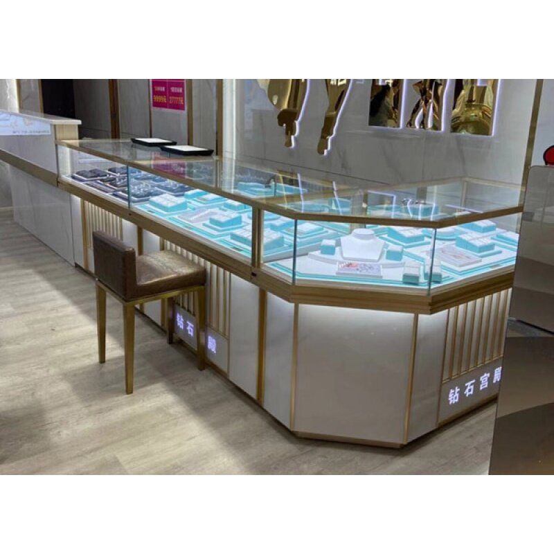 Chiosco di gioielli in vetro personalizzato e personalizzato per la vetrina della gioielleria per il centro commerciale