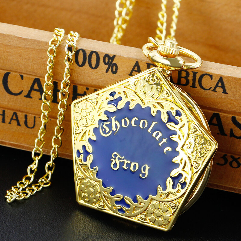 Fashion Luxury Gold Chocolate Trolleys Quartz Pocket Watch Cosplay Pendant Necklace Chain Jewelry Clock Gift reloj de bolsillo