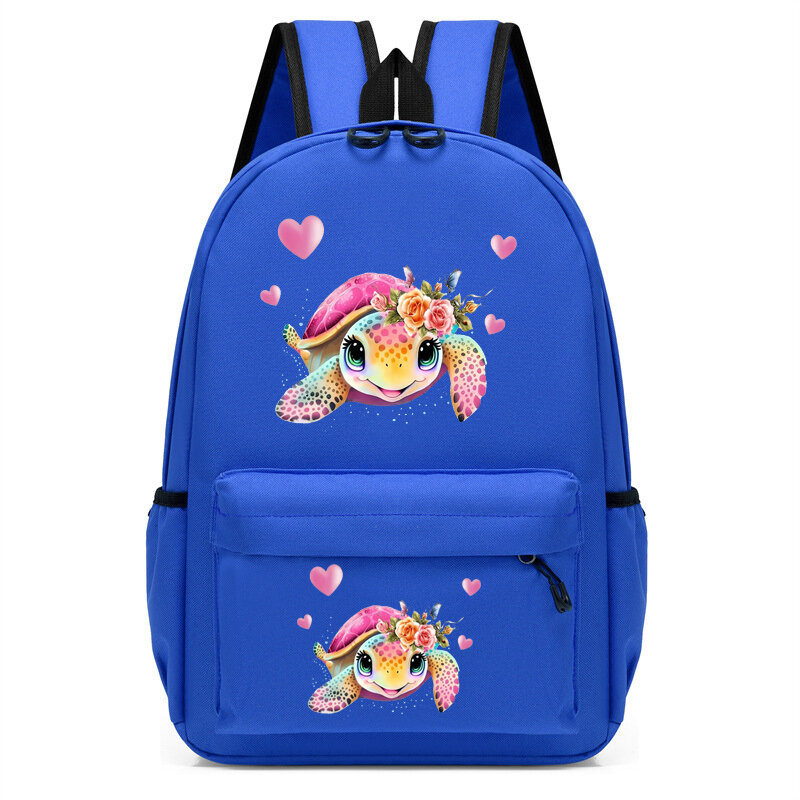 수채화 바다 거북이 소녀 배낭 유치원 책가방, 어린이 애니메이션 만화 소녀 책가방, 여행 책가방
