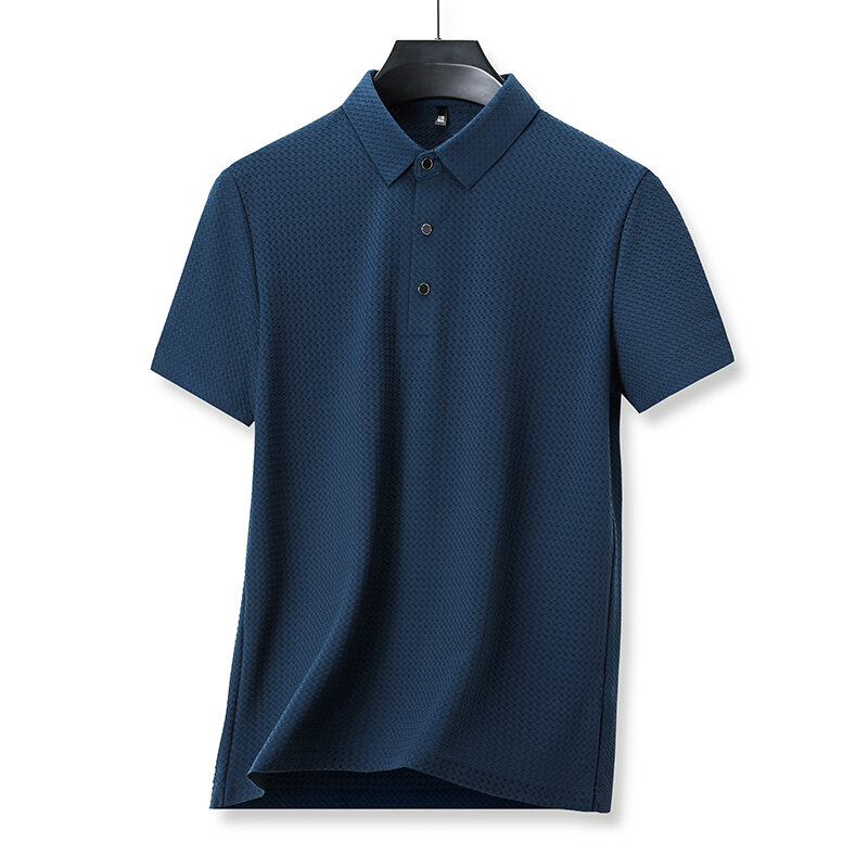Gładki jedwab koszulka Polo z krótkim rękawem strój z koszulką męskie letnie Business Casual oddychająca koszulka spodenki dwuczęściowy komplet