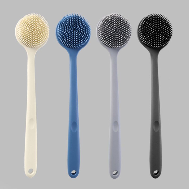 Silicone Back Scrubber,Long Handle Body Scrubber,Light&Easy-to-Hold Shower Brush for Skin Cleaning&Exfoliating with a Free Hook