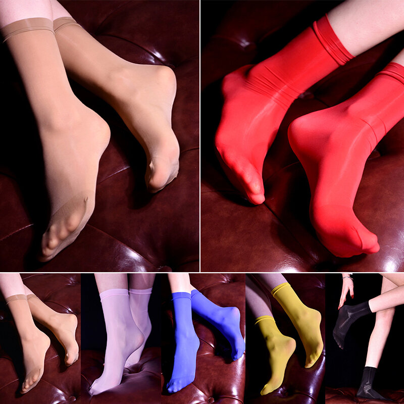 Сексуальные чулки, прозрачные блестящие шелковые тонкие летние эластичные нейлоновые чулки, женские носки, женские носки карамельных цветов, носки до икры